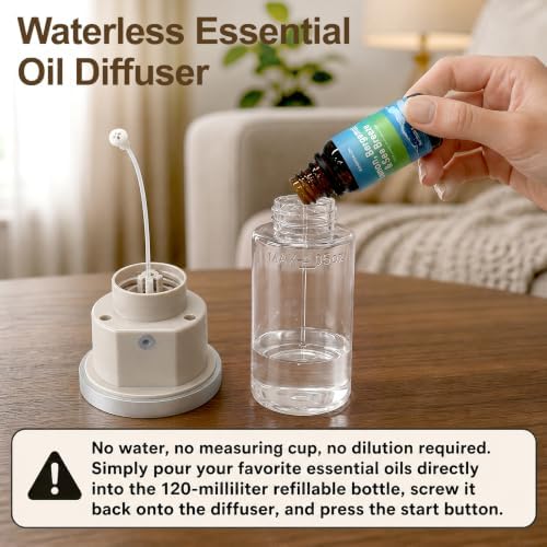 COFUN Waterless Essential Oil Diffuser, Wireless, Aluminum Housing, Silver - Image 4