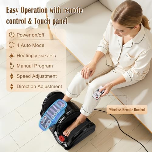 Foot Massager with Heat, Shiatsu Foot Massager for Circulation and Pain Relief and Heat Therapy, Ankle, Calves and Feet Massage with Deep Kneading Rolling, Gifts for Women Men Mother Father, Black - Image 2