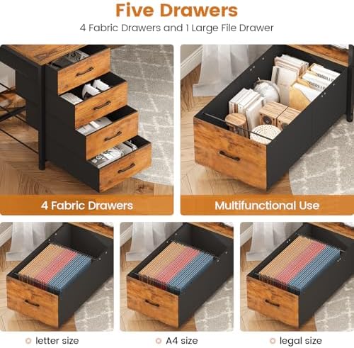 SEDETA 75'' Large Home Office Desk with 5 Drawer, Power Outlet, File Drawer - Image 5
