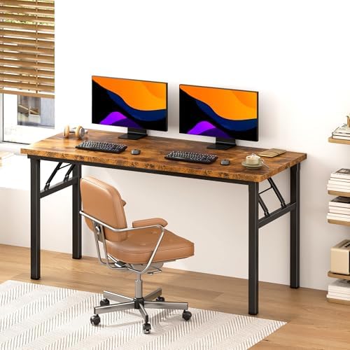 Need Office Computer Desk 54.3 Inch Sturdy Folding Laptop Table Retro - Image 5