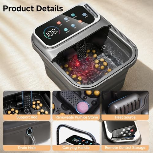 AAOBOSI Collapsible Foot Bath with Heat, Foot Massager Spa Soaking Tub - Image 5
