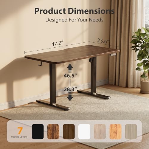 Cubiker Standing Desk, 48x24 Inches Sit Stand Home Office Desk, Electric Stand up Desk, Adjustable Desk with Splice Board, Black Frame/Black Walnut Top - Image 2