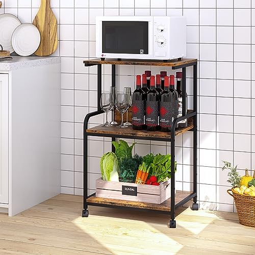 Arbuxzuy Printer Stand with Storage Shelf,3 Tier Printer Cart with Wheels,Mobile Printer Table for Home Office,Stands for Printer Heat Press Scanner Fax,Industrial Style (Brown) - Image 6