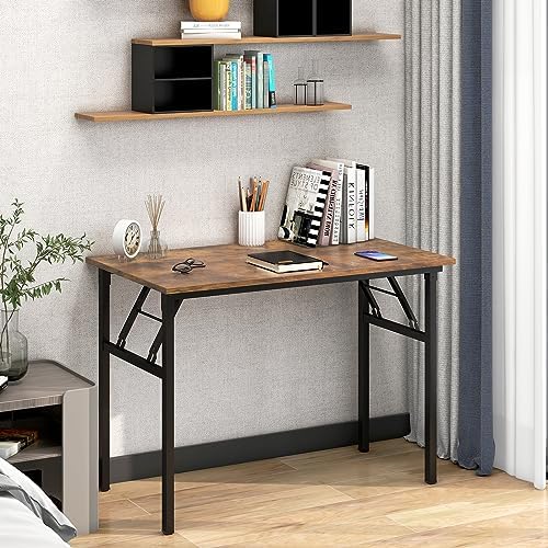 Need Office Computer Desk 39.3 Inch Sturdy Folding Laptop Table Retro - Image 6