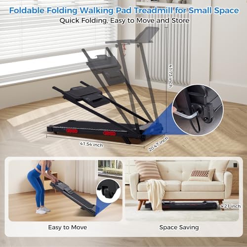 Compact Walking Pad Treadmill with Handle Bar and Incline for Home, 2026 Upgrade Portable Walking Treadmill with Handles, 3.0HP Walking Pad for Exercising, 0.6-7.6MPH, 350LBS - Image 5