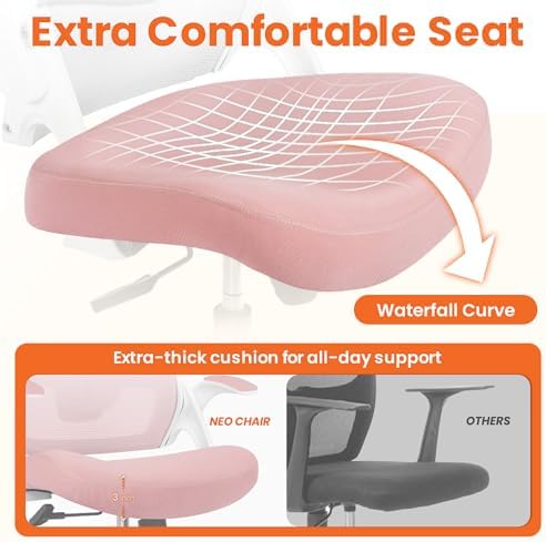 NEO CHAIR Office Desk Chair High Back Mesh Chair Adjustable Lumbar, Pink - Image 5
