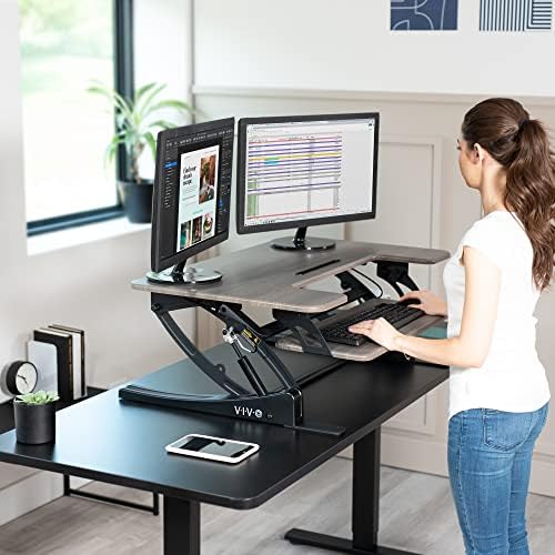 VIVO Dark Gray 36 inch Standing Desk Converter, DESK-V000VG - Image 6