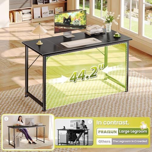 PRAISUN 47 Inch Computer Desk, Office Desk, Spacious Desktop, Black - Image 5
