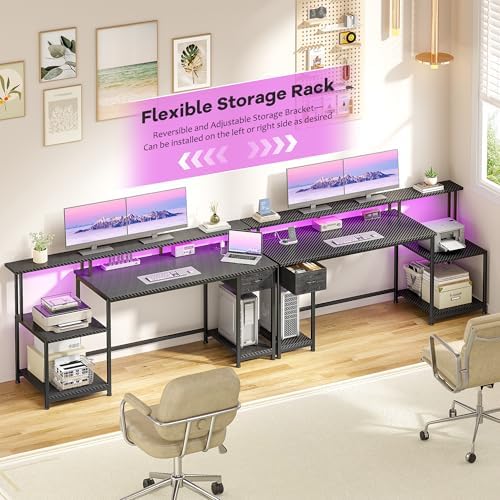DurayLoly Office Desk with 55" Long Monitor Stand, 18" Ample Printer Space - Image 4