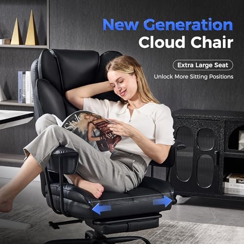amseatec Big and Tall Office Chair, Reclining Executive Chair with Footrest - Image 2