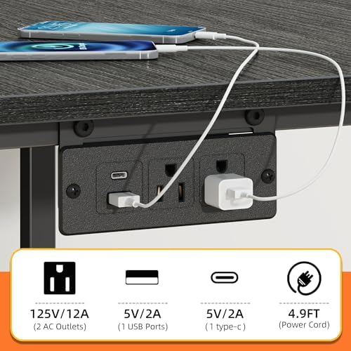YAOHUOO 3 Tier Large Printer Stand with Power Outlet/Adjustable Shelf - Image 5