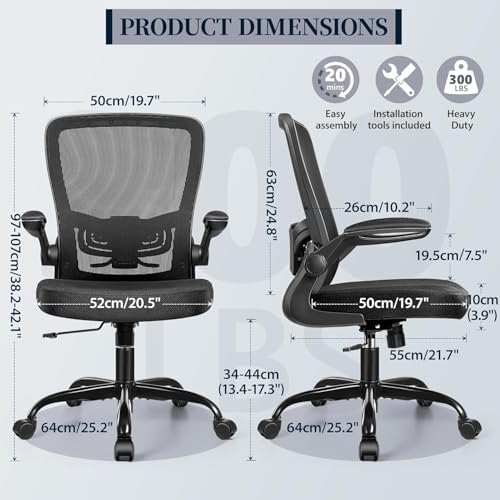FelixKing Office Chair, Ergonomic Comfy Desk Chair with Flip-up Armrests - Image 3