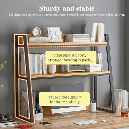 Dorm Desk Hutch,Ladder Desktop Bookshelf,2-Tier Computer Desktop Bookcase,Desk Hutch Top Only,Desk Organizer Shelf,Multipurpose Desktop Display Rack for Dorm Office Home(30x13x35inch, White) - Image 5