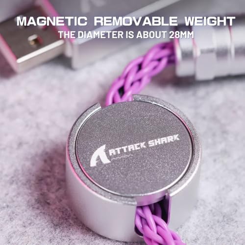 ATTACK SHARK C07 Custom Braided Aviator Cable with Light Up RGB-Purple - Image 5
