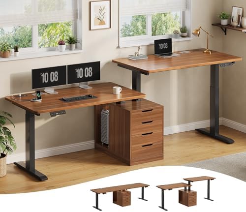 SEDETA Standing Two Person Desk with 4 Drawers, 2 Power Outlets, CPU Stand by SEDETA