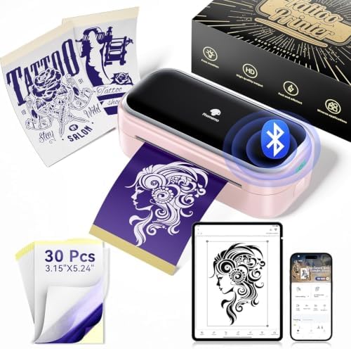 Phomemo Tattoo Maker -Mini Tattoo Stencil Printer Machine TP31 with 30pcs Transfer Paper,Small Portable Tattoo Machine for Beginners/Enthusiast/Artists,Easy to Use with Smartphone,Pad- Pink by Phomemo