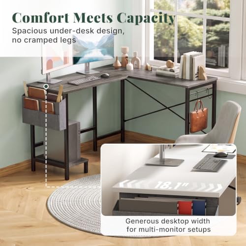 L Shaped Computer Gaming Desk with PC Stand for Home Office - Image 5