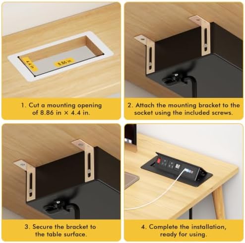 Kungfuking Conference Table Power Outlets with 2 USB C PD 30W, CAT6 Port - Image 6