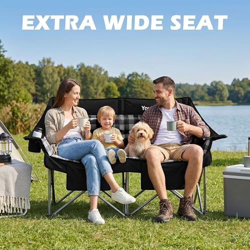 Youtanic 60" Extra Double Camping Chair for Adults, 700lbs Padded Loveseat - Image 3