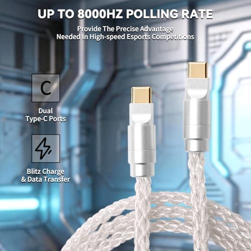 ATTACK SHARK C07 PRO Custom Braided USB-A to Dual Type-C Cable-White - Image 3