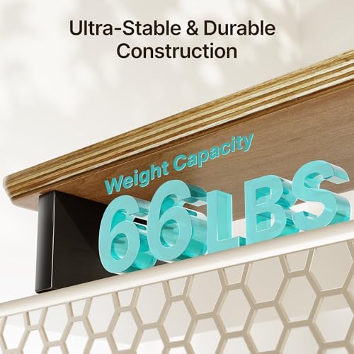 PEGZONE 46" Dual Monitor Riser, Metal Shelf Wooden Desk Organizer - Image 6