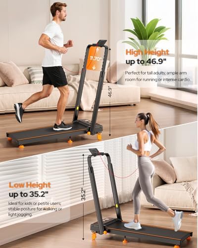 Walking Pad Treadmill with 15% Incline & Dual LED Display, 4 in 1 Walking Pad with Handle Bar, 3.5HP Foldable Under Desk Treadmill, Portable Treadmills for Home 350LBS, 4 Adjustable Incline, RGB Light - Image 3