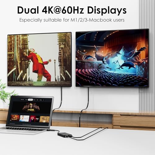 WAVLINK USB 3.0 or USB C to Dual HDMI 4K@60hz Splitter Extended Display for Dual Monitor, Displaylink Adapter Two HDMI 4K 60Hz for Apple Mac M1-M5/Macbook Neo or Windows 10/11,Driver Required - Image 2