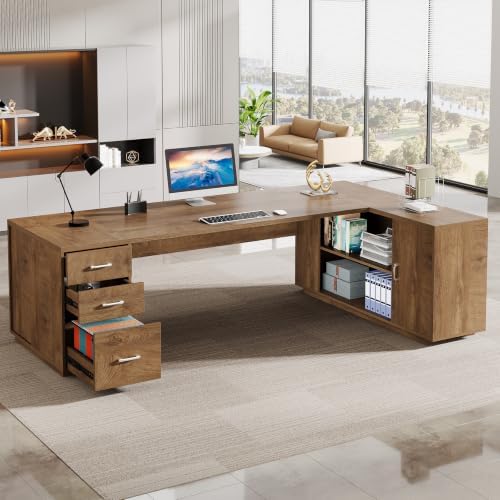 Tribesigns 85.8-Inch L-Shaped Executive Desk, Extra Large Home Office Desk - Image 3