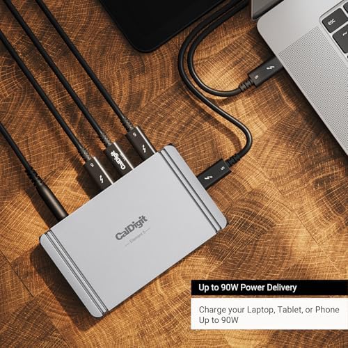 CalDigit E5 - Thunderbolt 5 Element 5 Hub - 9 Ports, 4 x Thunderbolt 5/USB4 v2, 3 x USB-A & 2 x USB-C 10Gb/s, Single 8K, Dual 6K/8K, or Two 4K@240Hz Displays, 90W Charging, 0.8m Cable 180W PSU - Image 4