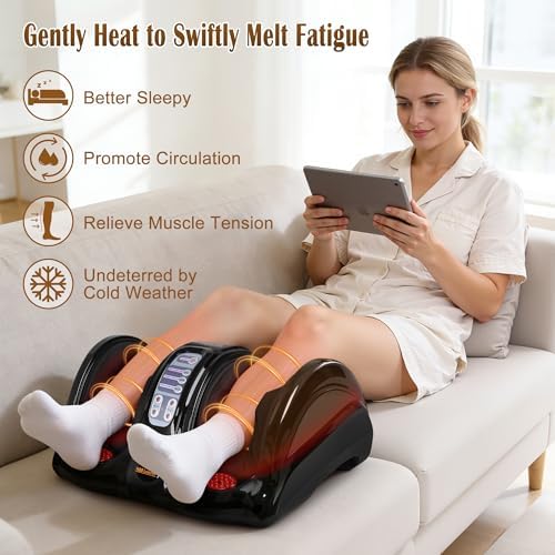 Foot Massager with Heat, Shiatsu Foot Massager for Circulation and Pain Relief and Heat Therapy, Ankle, Calves and Feet Massage with Deep Kneading Rolling, Gifts for Women Men Mother Father, Black - Image 4