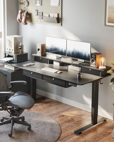 CubiCubi 48" x 24" Standing Electric Desk with Drawers, Black - Image 2