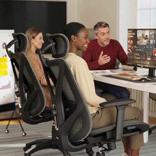 ELABEST Mesh Office Chair,Ergonomic Computer Desk Chair,Sturdy Task Chair- Adjustable Lumbar Support & Armrests,Tilt Function,Comfort Wide Seat,Swivel Home Office Chair (Eucalyptus) - Image 2