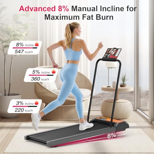 Under Desk Treadmill with Incline and Handlebar | Compact Treadmill，Perfect for Running, Walking & Under-Desk Use，Quiet Operation for Home or Office - Image 2