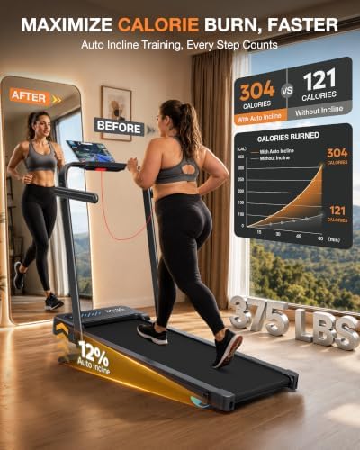 WELLFIT Auto Incline Walking Pad with Handle Bar, Under Desk Treadmill - Image 2