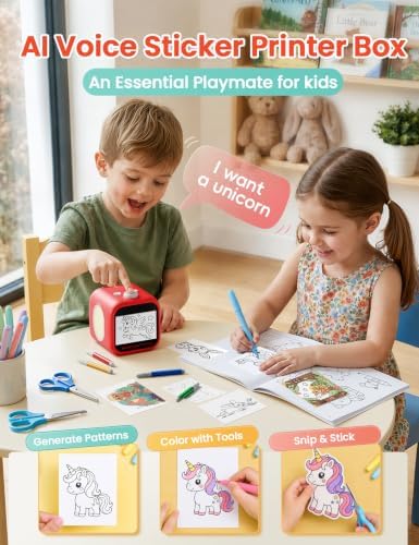 AI Sticker Maker for Kids, Voice‑to‑Sticker Printer Box with Touchscreen - Image 3