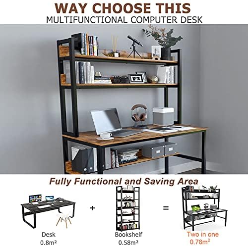 Aquzee Computer Desk with Shelves, 47“W x 23.6" D Desk with Hutch - Image 4