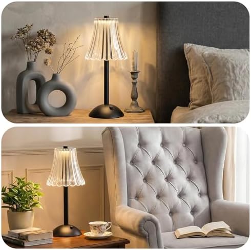 Liliful 4 Pcs Cordless Table Lamp LED Touch, Black, Rose Style - Image 6