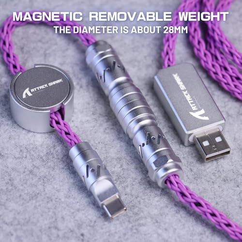 ATTACK SHARK C07 Custom Braided Aviator Cable with Light Up RGB-Purple - Image 6