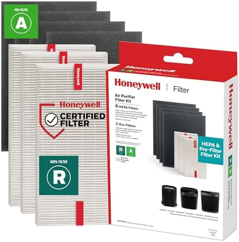 Honeywell HEPA Air Purifier Filter Replacement Kit for HPA300, HPA3300, HPA5300, HPA8350 series Air Purifiers, Value Combo Pack Includes 3 HEPA R & 4 A Carbon Pre-Cut Pre-Filters by HoneywellPluggedIn