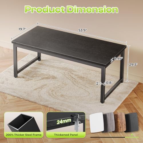 PRAISUN 54 x 19.7 Inch Computer Desk, 0.95'' Thicker, Heavy Duty, Black - Image 3