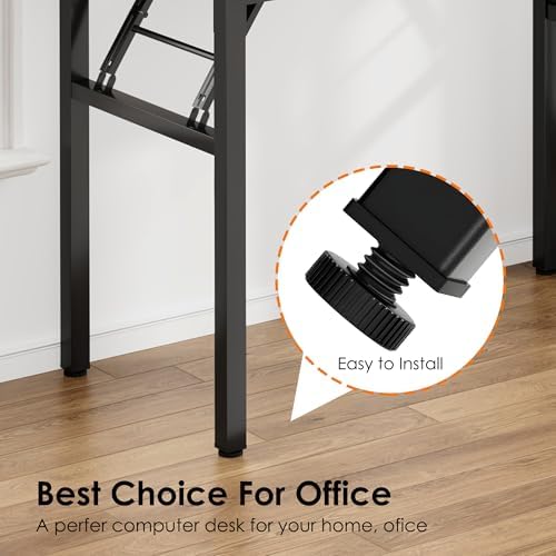 Need Office Computer Desk 35.8 Inch Sturdy Folding Laptop Table Retro - Image 6