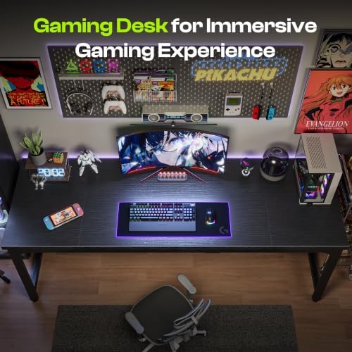 PRAISUN 70.9 x 24 Inch Computer Desk, 0.95'' Thicker, Heavy Duty, Black - Image 7