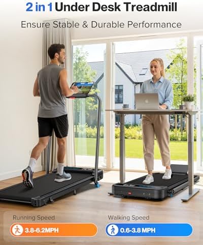 COZYINN Foldable Treadmill with Incline, 320 Lbs Capacity Compact Walking Pad with Handle Bar, 2 in 1 Portable Treadmills for Home/Office, 3.0HP Quiet Under Desk Treadmill with Remote Control & APP - Image 2