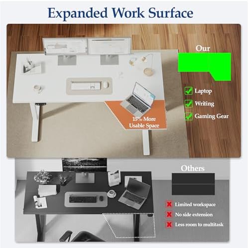 Klicelor L Shaped Standing Desk 55 x 31.5 Inch, Electric Height Adjustable Corner Desk for Home Office Workstation, Ergonomic Sit Stand Computer Table with Memory Controller, White - Image 4