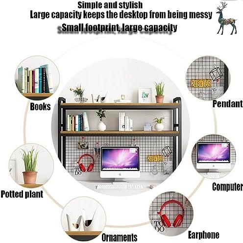 Desk Hutch Dorm, Desktop Bookshelf, 2-Tier/3-Tier Book Shelf For Office, Multipurpose Countertop Display Shelf Adjustable Metal Rack Organizer For Home Dorm Office Supplies ( Color : Black , Size : 3- - Image 6