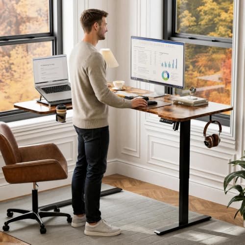 Acrolix L Shaped Electric Standing Desk,59x40 Reversible,Rustic Brown - Image 2