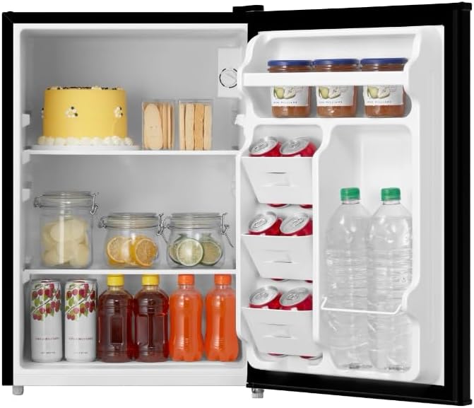 Emerson CR2700B-A Compact Refrigerator 2.7 Cu Ft, ENERGY STAR Mini Fridge with Adjustable Thermostat, Reversible Door, Glass Shelves, Manual Defrost, Black - Image 3