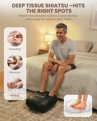 CILI 4-in-1 Foot Massager with Heat,Vibraion,Deep 3D Shiatsu,Compression,Rolling Feet Massager FSA Eligible HSA,Big Size 13" for Men Women Home Office Foot Pain Relief (Toe-Touch Control) Gifts Mom - Image 6