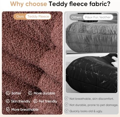 Adults Bean Bag Chairs Togo Couch Comfy Lazy Floor Sofa, Brown, 1 Seater - Image 5