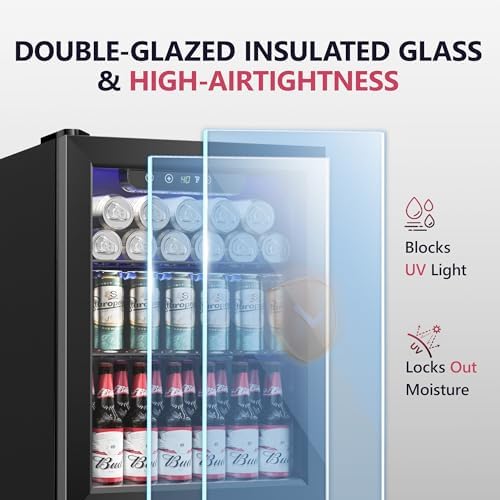 Icyglee Mini Fridge 68 Can,1.7 Cu.Ft Beverage Refrigerator Cooler, Black - Image 5